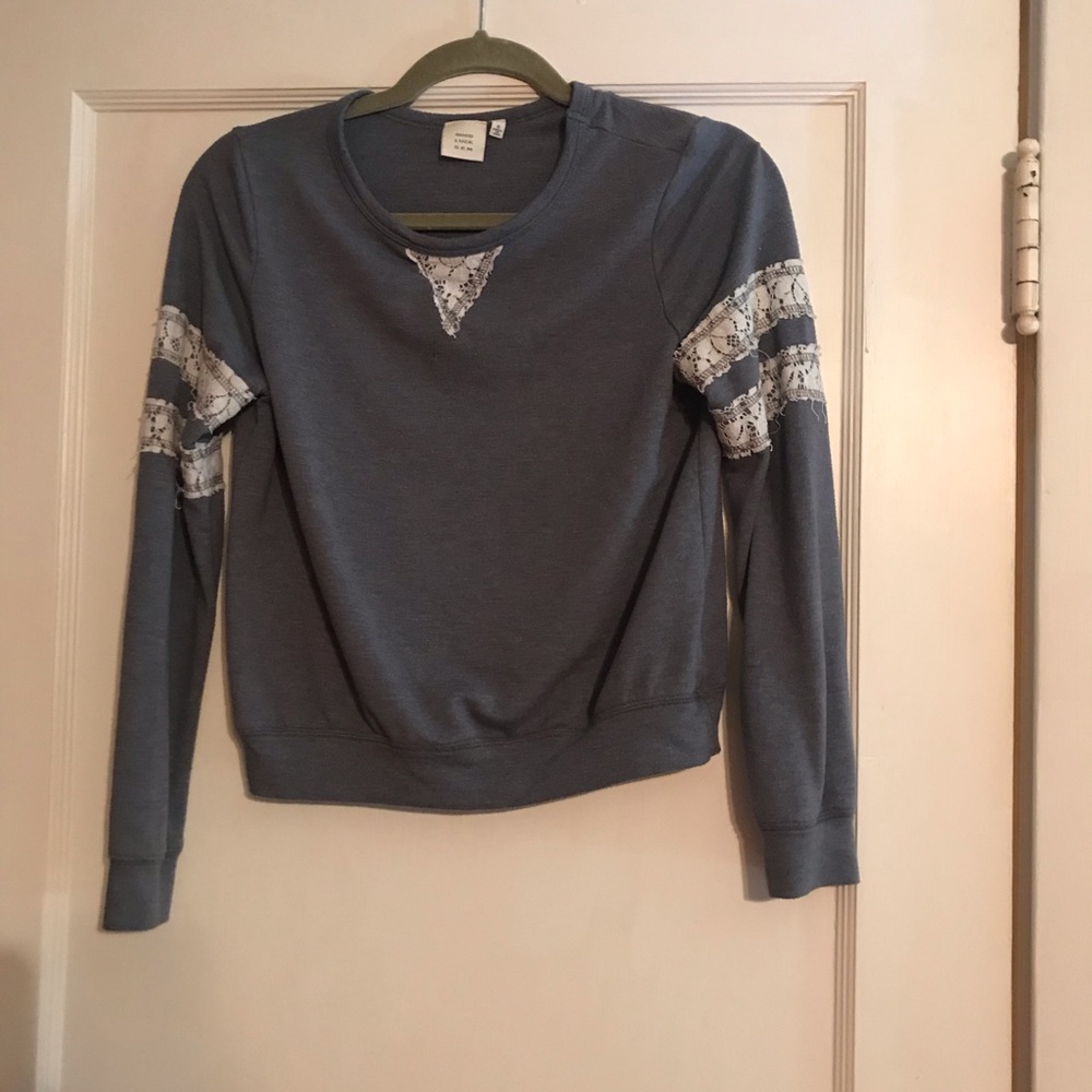 Long Sleeve Blue Crop Top